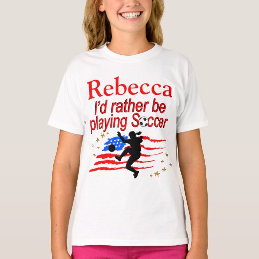 アメリカはむしろ遊サッカーのテパーソナライズされたイだ Tシャツ (正面)