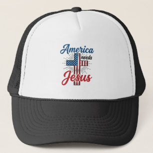 アメリカはイエスを必要としている 愛国的な十字架のTシャツデザイン_1 キャップ