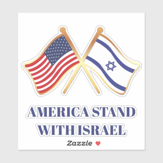 アメリカはイスラエル自由旗を掲げて立つ シール (シート)