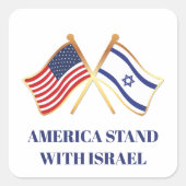 アメリカはイスラエル自由旗を掲げて立つ スクエアシール (正面)
