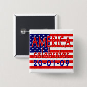 アメリカはバラック・オバマの大統領職を祝います 缶バッジ (正面&裏面)