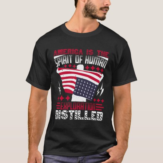 アメリカは人間の探鉱の精神 Tシャツ (正面)