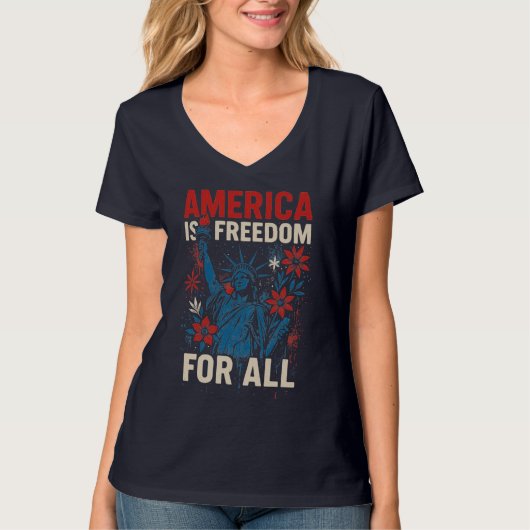アメリカは全ての人々の自由である – 愛国的平等 Tシャツ (正面)