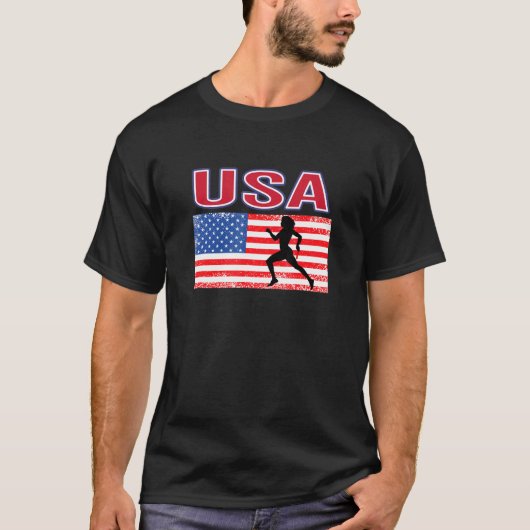 アメリカは夏の陸上ゲームを大好きアメリカのFl Tシャツ (正面)
