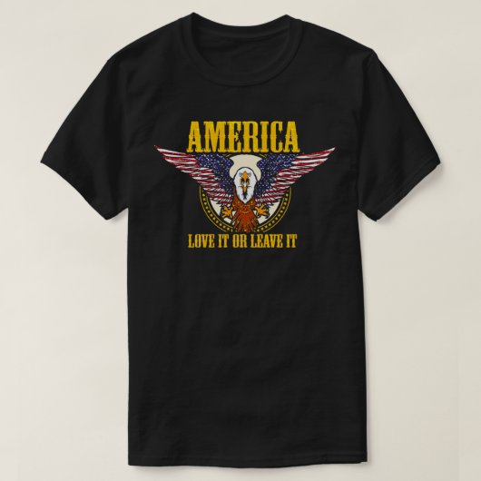 アメリカは好きか離れら Tシャツ (デザイン正面)
