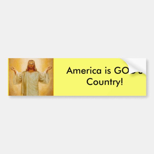 アメリカは神の国です! バンパーステッカー (正面)