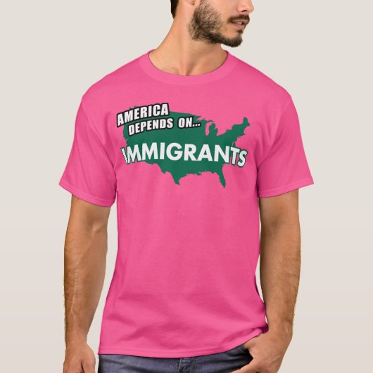 アメリカは移民に支えられている Tシャツ (正面)