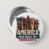 アメリカは移民のトランプ民主党によって建てられた 缶バッジ (正面&裏面)