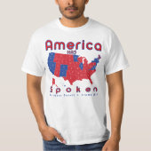 アメリカは赤白青のドナルド・トランプのTシャツを話します Tシャツ (正面)