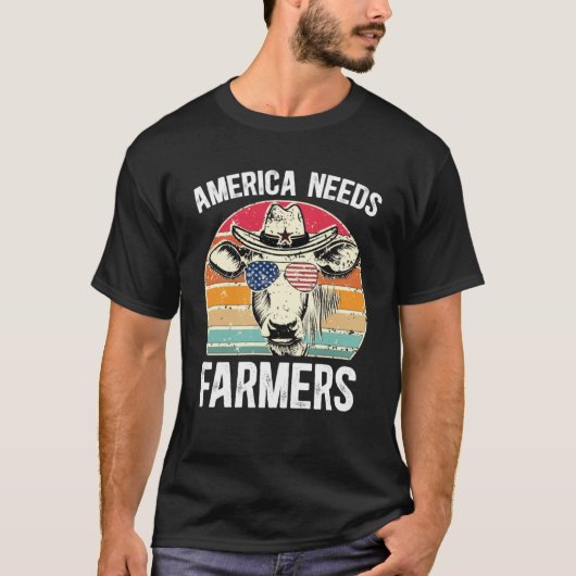 アメリカは農家支援国農業を必要とする Tシャツ (正面)