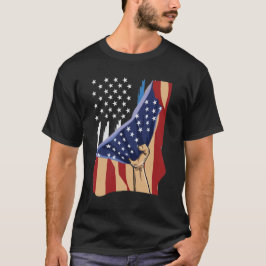 アメリカは青い線の後ろに立つ Tシャツ