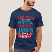 アメリカは1776年に愛国心を持って以来の病を買おもしろいう Tシャツ (正面)