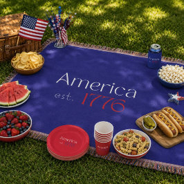 アメリカは1776年 タイポグラフィー 7月4日 ブルー スローブランケット
