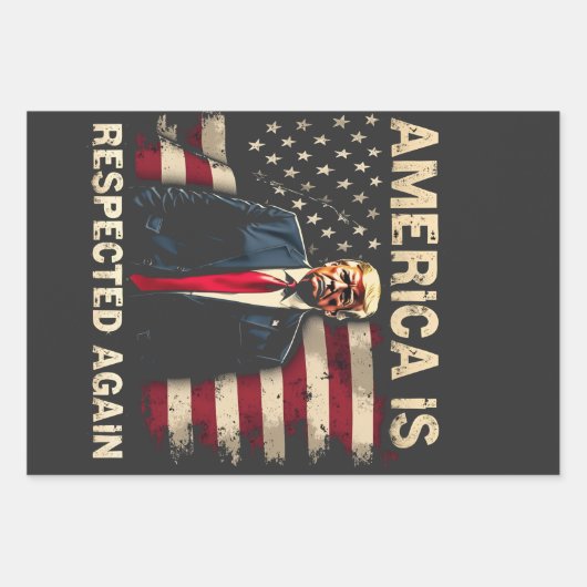 アメリカは7月4日に再びトランプUSAに尊敬されている ラッピングペーパーシート (正面)