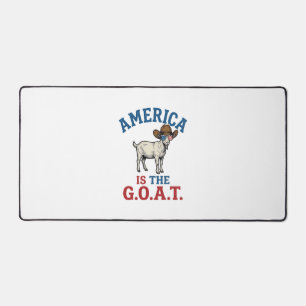 アメリカはG.O.A.T 愛国ヤギカウボーイシャツ デスクマット