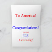 アメリカへようこそ！祝辞/市民権 カード (内部)