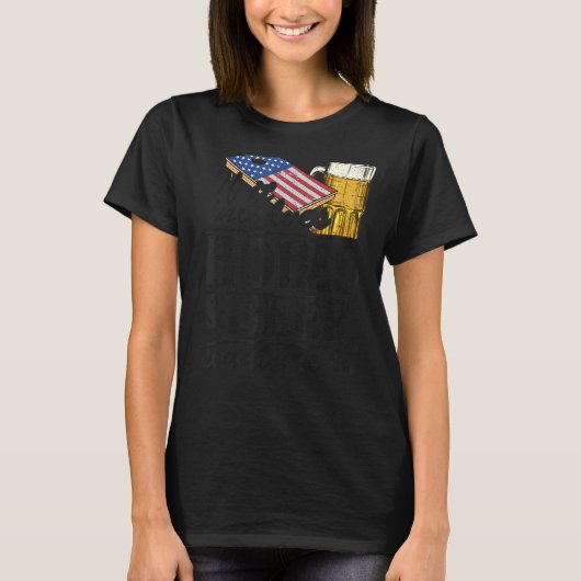 アメリカもし国旗Cに穴とビールの数を含む Tシャツ (正面)