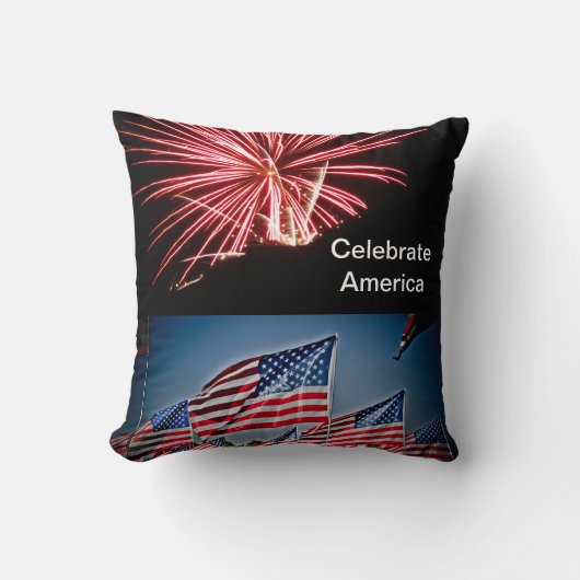 アメリカをお祝いするポストカード クッション (正面)