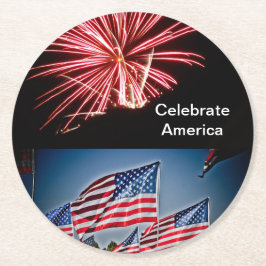 アメリカをお祝いするポストカード ラウンドペーパーコースター