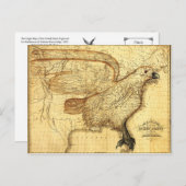 アメリカをイーグルとして表すヴィンテージ地図 ポストカード (正面/裏面)
