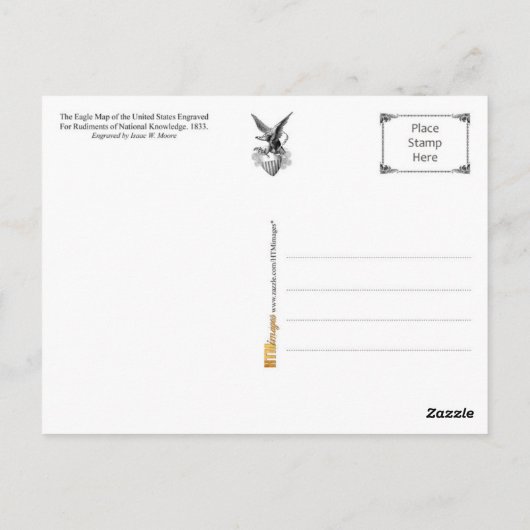 アメリカをイーグルとして表すヴィンテージ地図 ポストカード (裏面)
