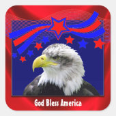 アメリカをイーグルのシールで祝福する愛国神 スクエアシール (正面)