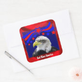 アメリカをイーグルのシールで祝福する愛国神 スクエアシール (封筒)