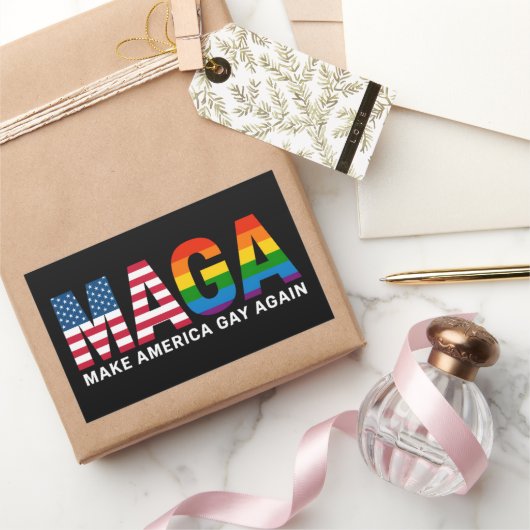 アメリカをゲイで再び誇りに思う 2025 LGBTQ+ 長方形シール (ギフト)