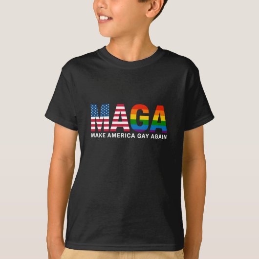 アメリカをゲイで再び誇りに思おう 2025 LGBTQ+ Tシャツ (正面)