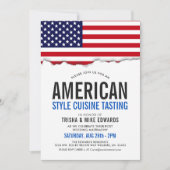 アメリカをテーマにした料理 | パーティーフラグ白招待状 招待状 (正面)