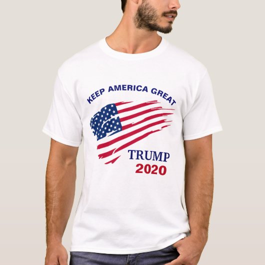 アメリカをモダンで写実的な旗を切札で取ること素晴らしい再度保って下さい Tシャツ (正面)