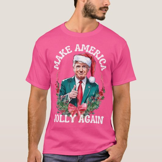 アメリカを再すてきびクリスマス切り株にする Tシャツ (正面)