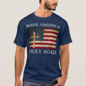 アメリカを再びアメリカ国旗の十字架にする Tシャツ (正面)