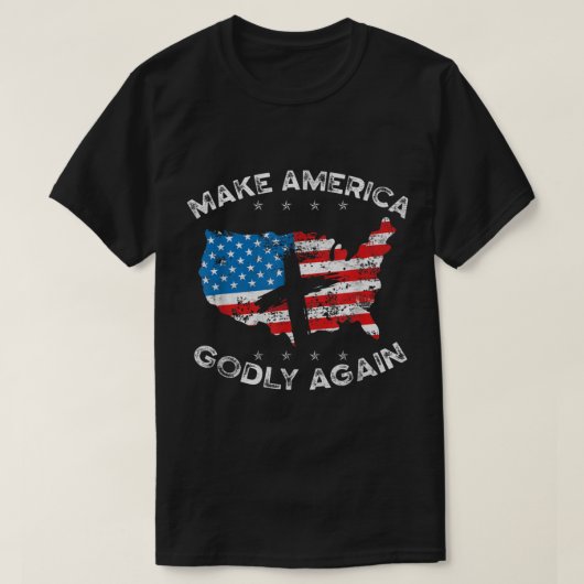 アメリカを再びアメリカ誇りを持ったのクリスチャンにする Tシャツ (デザイン正面)