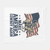 アメリカを再びカウボーイに 愛国 ウエスタンシャツ_ フリースブランケット (正面(横))