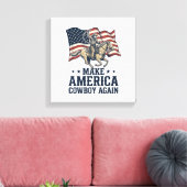 アメリカを再びカウボーイに 愛国 ウエスタンTシャツ_ キャンバスプリント (インサイチュ (リビング))