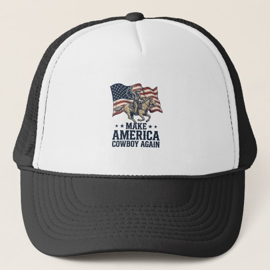 アメリカを再びカウボーイに 西部劇 愛国 Tシャツ_ キャップ (正面)
