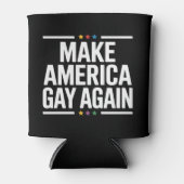 アメリカを再びゲイに！楽しいゲイ・プライド月間 缶クーラー (正面)