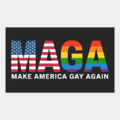 アメリカを再びゲイに 2025ゲイプライド LGBTQ+  長方形シール (正面)