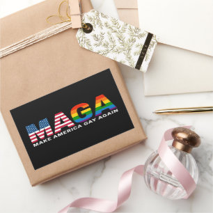 アメリカを再びゲイに 2025ゲイプライド LGBTQ+ 長方形シール