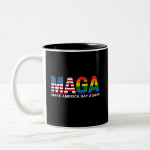 アメリカを再びゲイに Gay Pride 2025 LGBTQ+  ツートーンマグカップ
