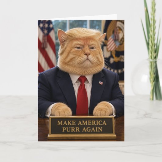 アメリカを再びニャンとする トランプ猫の肖像画 カード (正面)