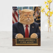 アメリカを再びニャンとする トランプ猫の肖像画 カード (黄色い花)