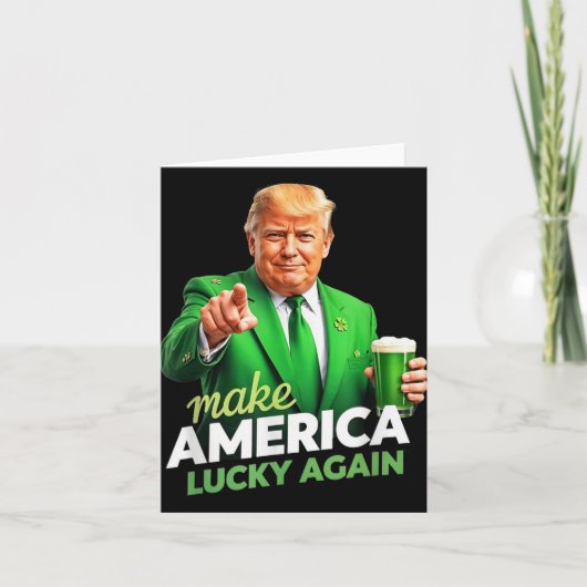 アメリカを再びラッキーおもしろいにするトランプビアマグSt P カード (正面)