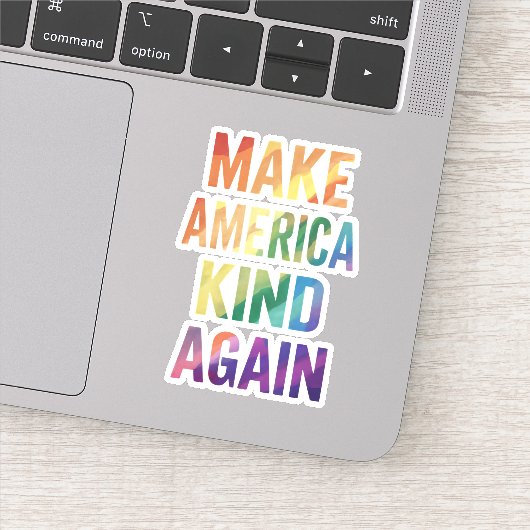 アメリカを再び優しい国に レインボー LGBTQ ゲイ シール (詳細)