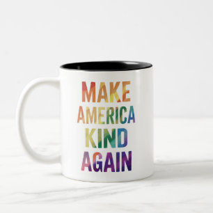 アメリカを再び優しい国に レインボー LGBTQ ゲイ ツートーンマグカップ