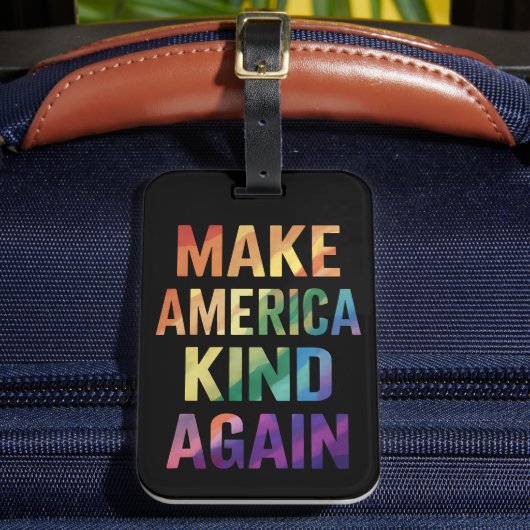 アメリカを再び優しい国に レインボー LGBTQ ゲイ ラゲッジタグ (正面インサイチュ2)