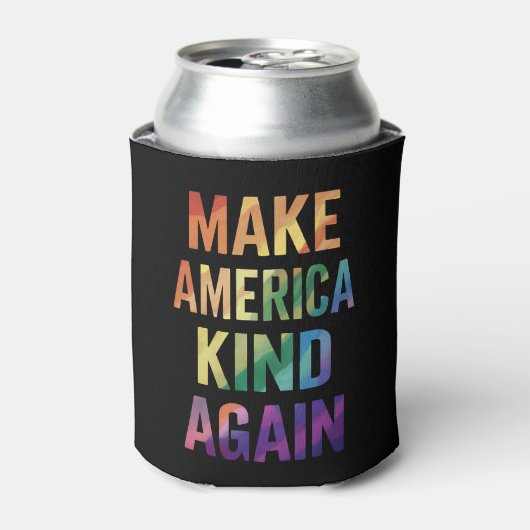 アメリカを再び優しい国に レインボー LGBTQ ゲイ 缶クーラー (缶正面)