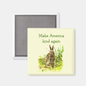 アメリカを再び優しい磁石にする茶色のウサギ マグネット (正面/裏面)