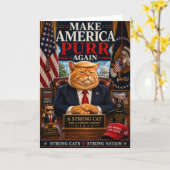 アメリカを再び毛づくろいさせる - 笑える政治ネコ カード (黄色い花)
